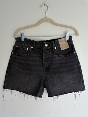NWT! MADEWELL The Dad Jean Short Faded Dark Gray Wash Raw Hem Size 26